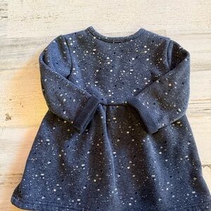 Zara Baby Girl Speckled Sweatshirt Dress 18-24M Navy Long Sleeve Cozy Cute